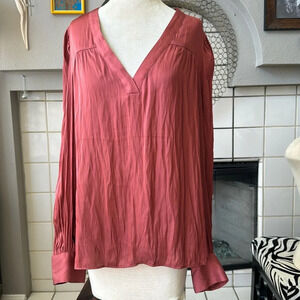 Express burnt orange v neck pullover blouse top size large